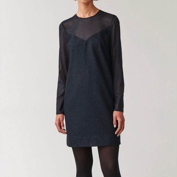 COS Dresses & Skirts - COS Black Long Sleeve Dress with Sheer Detail
